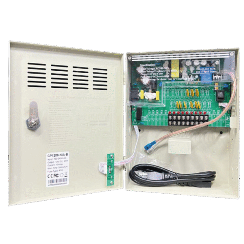 Fuente de poder 12VDC 10A, 9 Salidas Cámaras CCTV