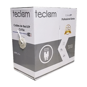 Cable UTP CAT5E interior Teclam 100% cobre 100 metros blanco para redes y cámaras en Ecuador
