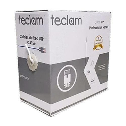 Cable UTP CAT5E interior Teclam 100% cobre 100 metros blanco para redes y cámaras en Ecuador